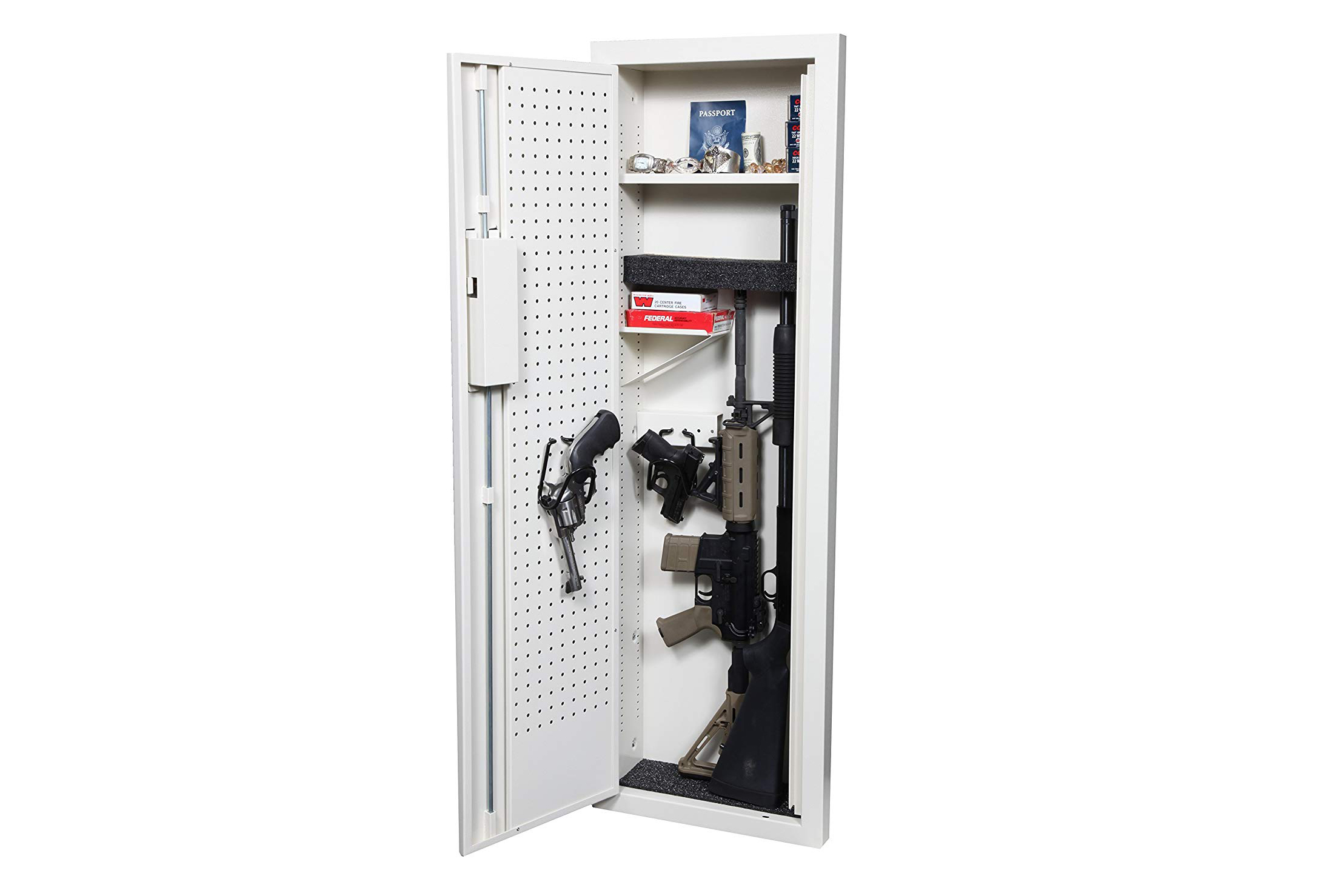 Full Length In-Wall Cabinet Beige Gun Storage Safe Key Rifle Vault Security